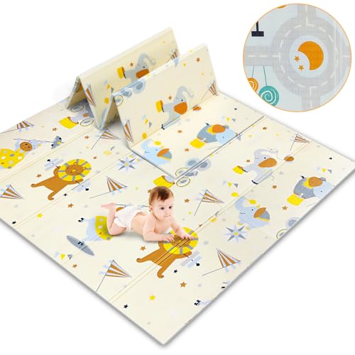 OUNUO Tapis de Jeu pour Bébé，Enfant Tapis Pliable d'Éveil et de Jeux pour Bébé Tapis...