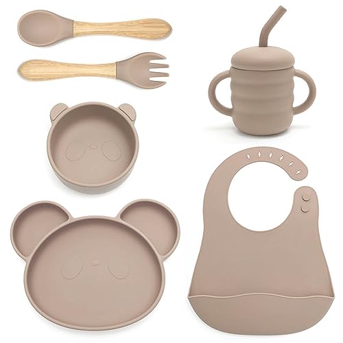 Coffret Repas Bébé Avec Assiette Ventouse Pour Bébé, Lot De 6 Couvert, Assiette Bol A...