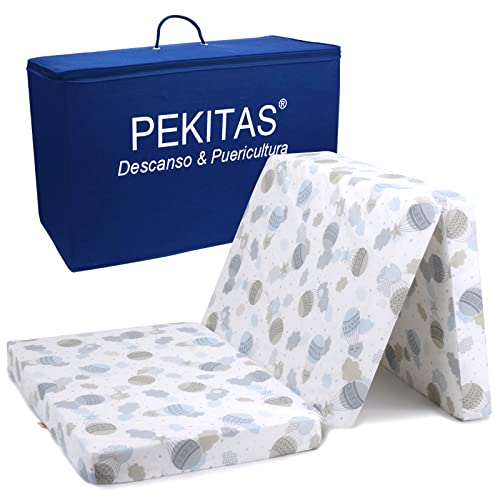 PEKITAS Matelas de Voyage Pliable 60 x 120 cm Hauteur 6 cm Comprend Sac de Transport bébé Berceau...