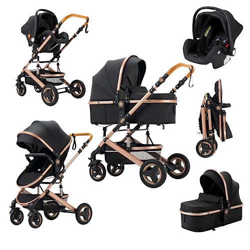 YAZOCO Poussette 3 en1 Compacte Poussette CombinéEs Anstout Terrain Luxe Haut Paysage Quadruple...