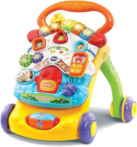 VTech - Super Trotteur Parlant Bébé Pliable Orange, Tableau d'Éveil Détachable, Jouet...