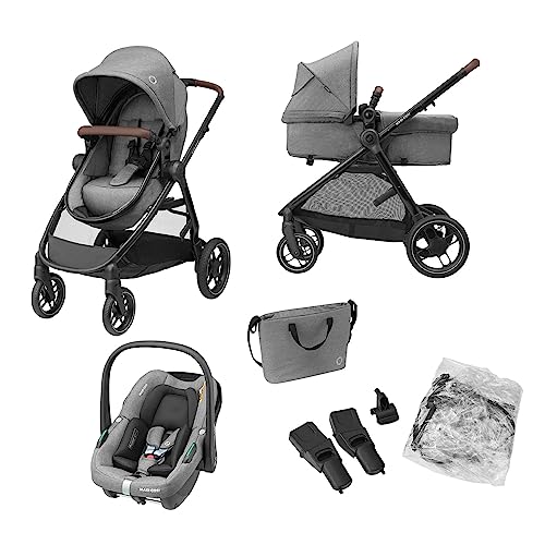 Maxi-Cosi Zelia S Trio Poussette 3 en 1, 0 à 4 Ans, Jusqu'à 22 kg, Poussette Bébé Pliable,...