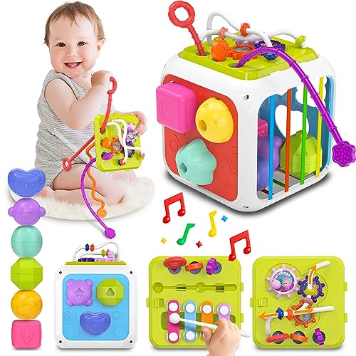 Tosekry Jouet Bebe 1 2 an, 7 en 1 Montessori Cube d'activité Bébé 6 9 12 18 Mois, Jouet de...