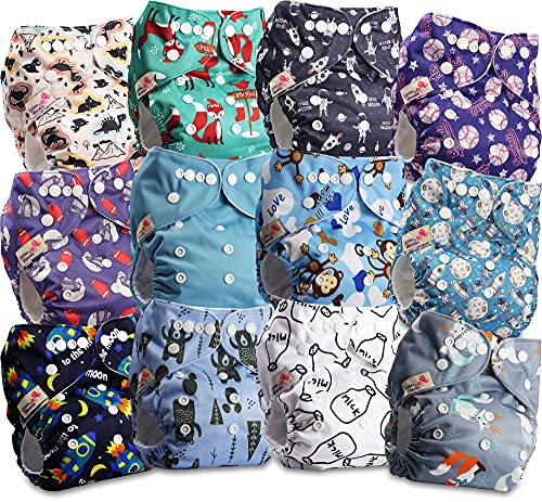 Littles & Bloomz Lot de 12 Bébé Couches Réutilisables en Tissu Couche Lavable à Poche avec...